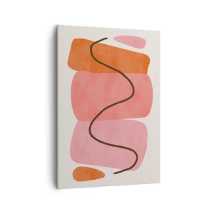 Impression sur toile - Image sur toile - Formes abstraites dans des tons roses et oranges - 50x70cm - mouvement doux des formes - Décoration murale moderne pour le salon et la chambre ARTTOR
