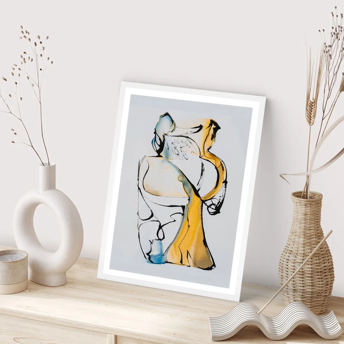 Affiche dans un cadre blanc - Poster - Abstraction du verre - 70x100 cm