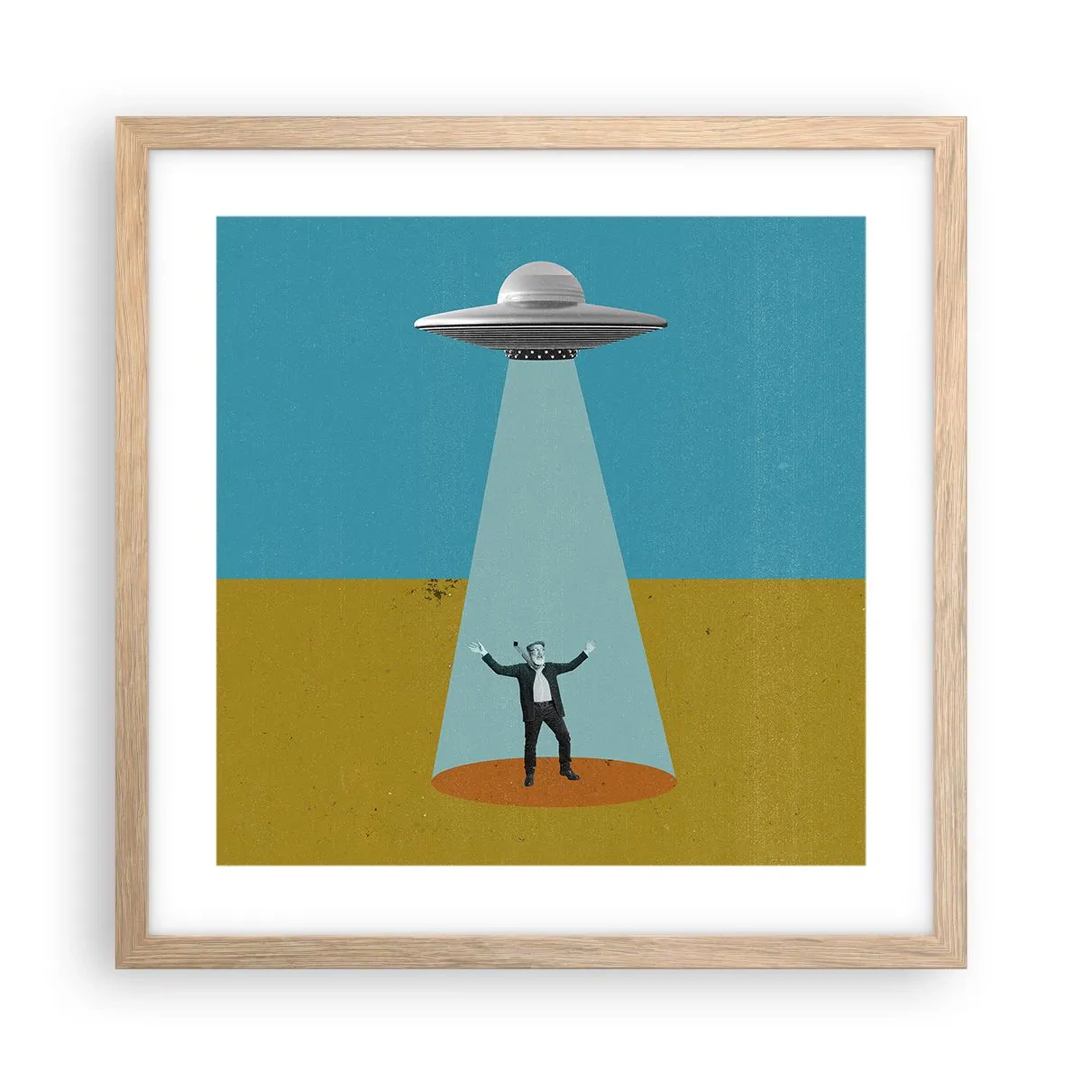 Affiche dans un chêne clair - Poster - Rencontre proche - 40x40 cm