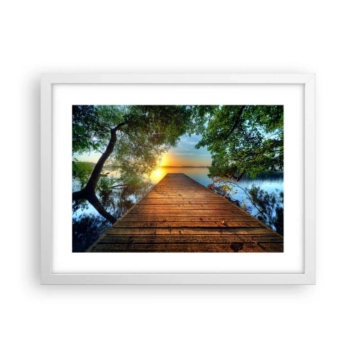 Affiche dans un cadre blanc - Poster - Prenez votre temps, asseyez-vous - 40x30 cm