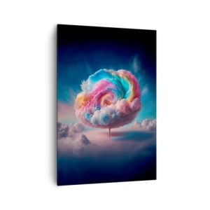 Impression sur toile - Image sur toile - Un nuage en forme de spirale aux couleurs pastel dans le ciel - 70x100cm - Le rêve d'un parc d'attractions - Décoration murale moderne pour le salon et la chambre ARTTOR