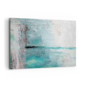 Impression sur toile - Image sur toile - Abstraction dans les tons turquoise et gris - 120x80cm - Horizontalement en bleu - Décoration murale moderne pour le salon et la chambre ARTTOR