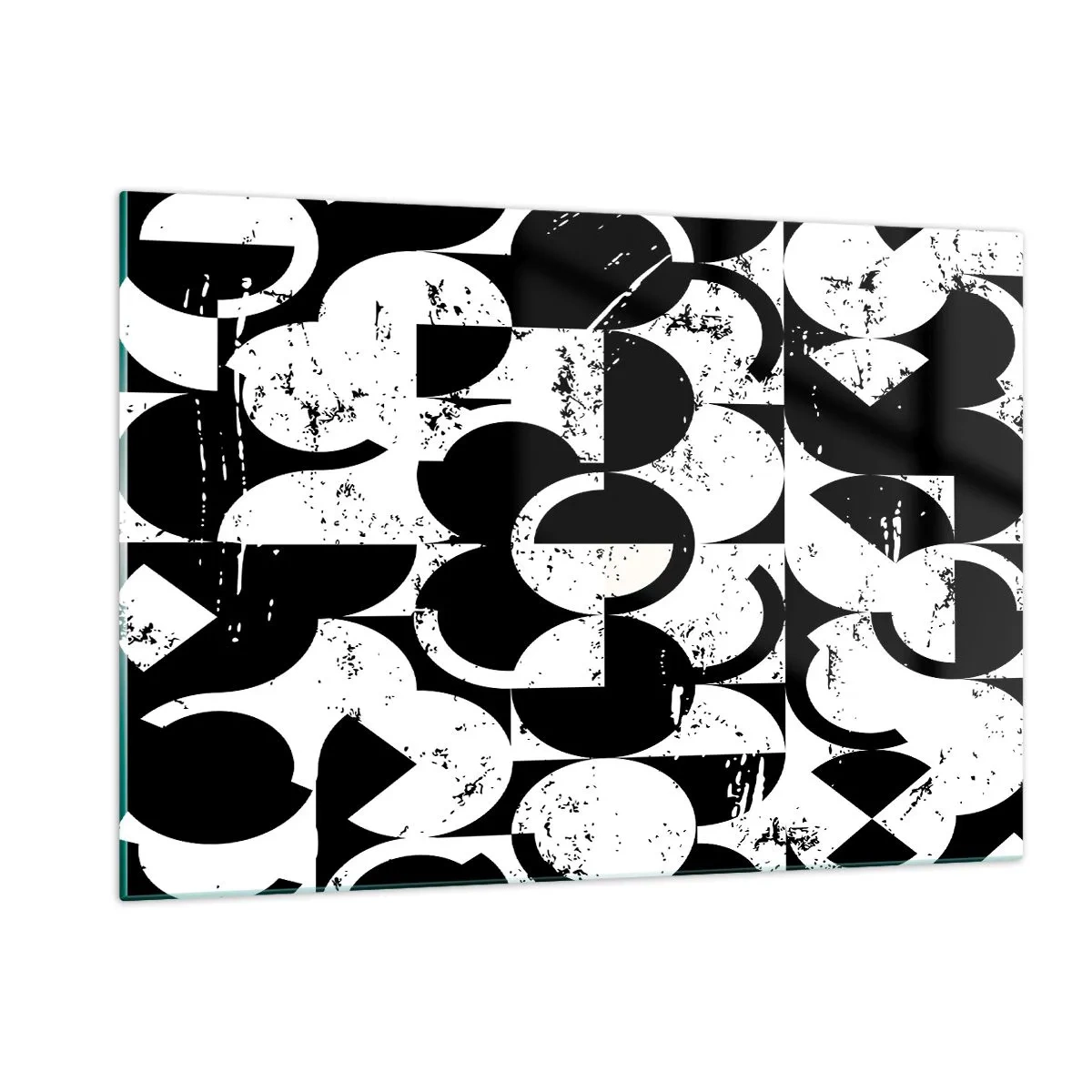 Impression sur verre - Image sur verre - Motif géométrique aux formes contrastées en noir et blanc - 120x80cm - Le blanc est blanc et le noir est noir - Décoration murale moderne pour le salon et la chambre ARTTOR