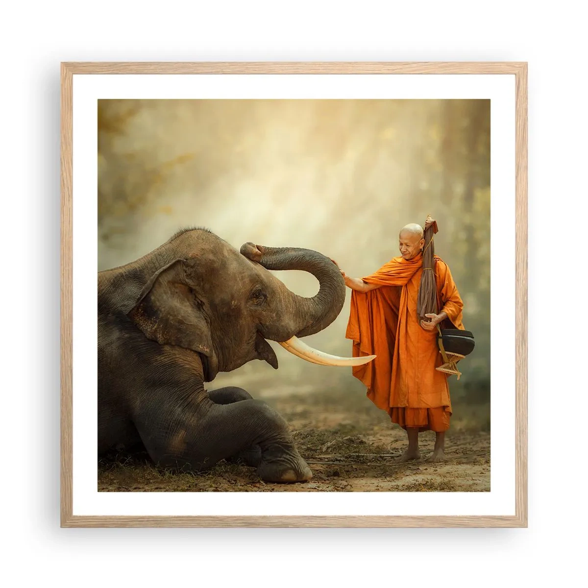 Affiche dans un chêne clair - Poster - Rencontre en voyageant - 60x60 cm