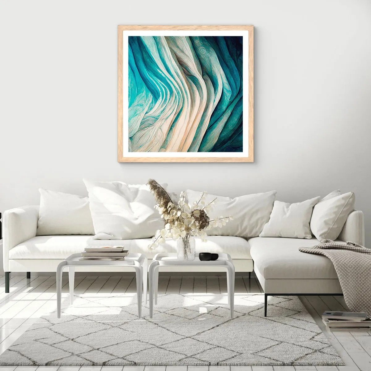 Affiche dans un chêne clair - Poster - Insatiabilité bleue - 30x30 cm