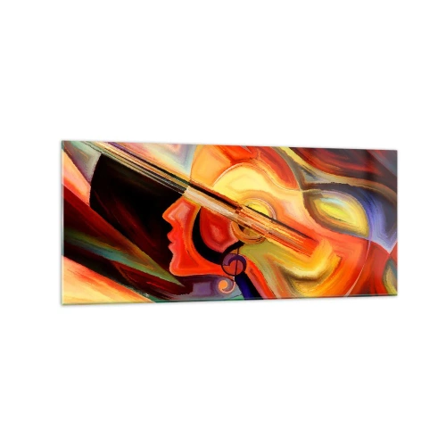 Impression sur verre - Image sur verre - Abstraction colorée inspirée de la musique et de la guitare - 120x50cm - Tout va bien - Décoration murale moderne pour le salon et la chambre ARTTOR