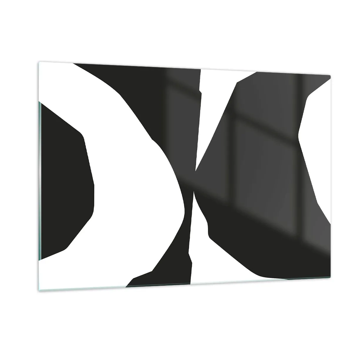 Impression sur verre - Image sur verre - Composition graphique en noir et blanc dans un style contrasté positif-négatif - 120x80cm - Positif négatif - Décoration murale moderne pour le salon et la chambre ARTTOR
