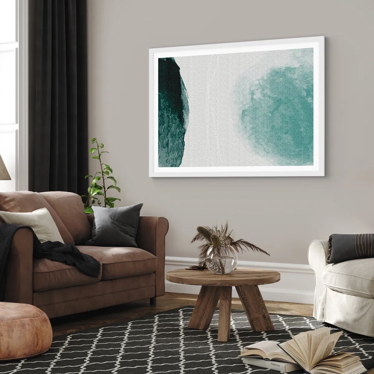 Affiche dans un cadre blanc - Poster - Rencontre avec le brouillard - 100x70 cm