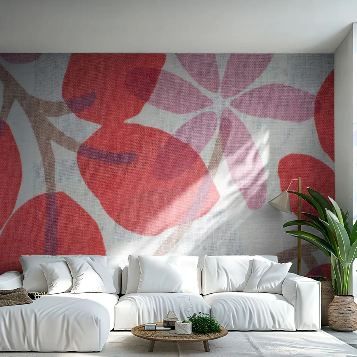 Papier Peint Photo Standard Eco - Composition florale dans les roses - Bohème, Fleurs, Minimalisme - 350x256 cm