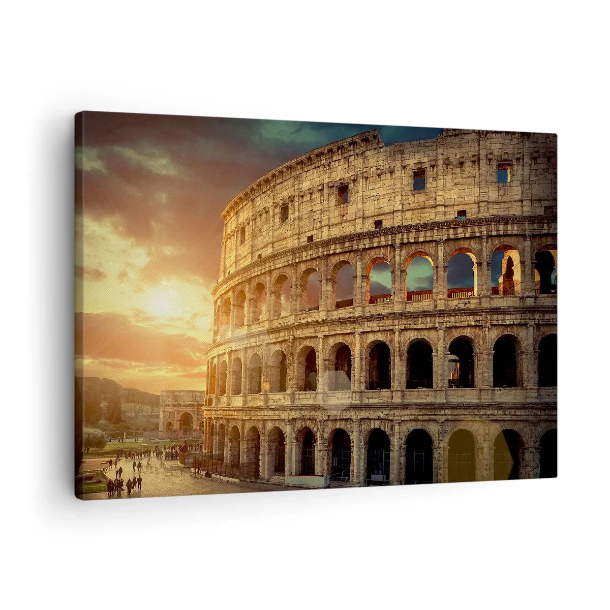 Impression sur toile - Image sur toile - Le Colisée de Rome au coucher du soleil - 70x50cm - Une impression colossale - Décoration murale moderne pour le salon et la chambre ARTTOR