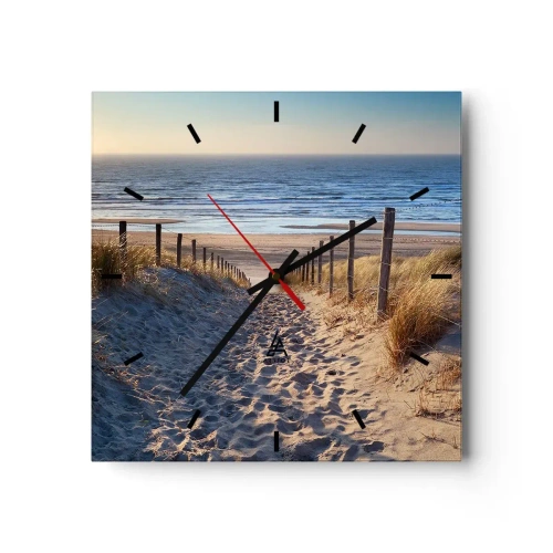 Horloge murale - Pendule murale - Chemin à travers les dunes menant à la plage - 30x30cm - Le bruit de la mer, le chant des oiseaux, une plage sauvage parmi les herbes… - Décoration murale moderne pour le salon et la chambre ARTTOR