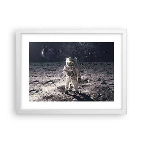Affiche dans un cadre blanc - Poster - Salutations de la lune - 40x30 cm