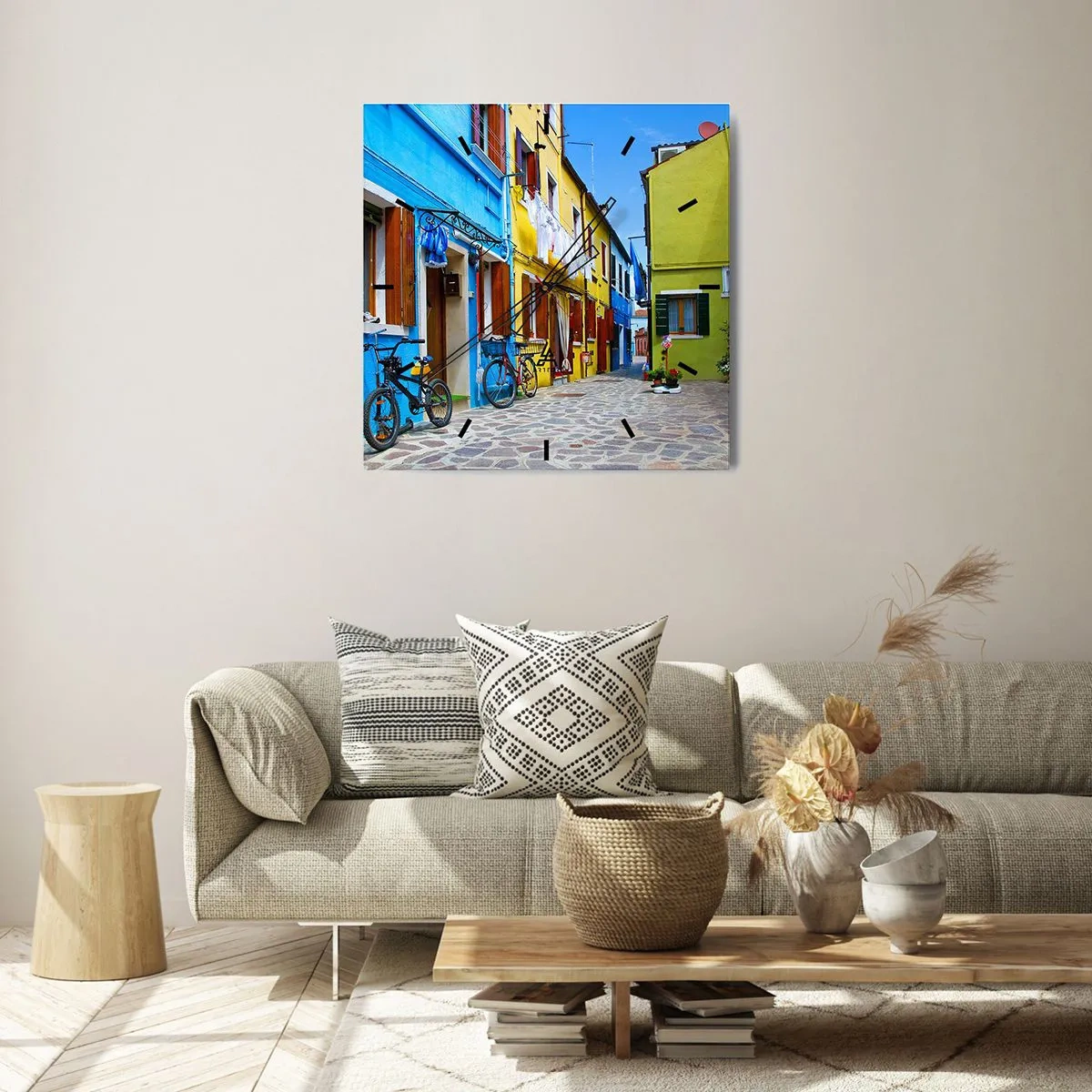 Horloge murale - Pendule murale - Pastel, douce ruelle - 30x30 cm