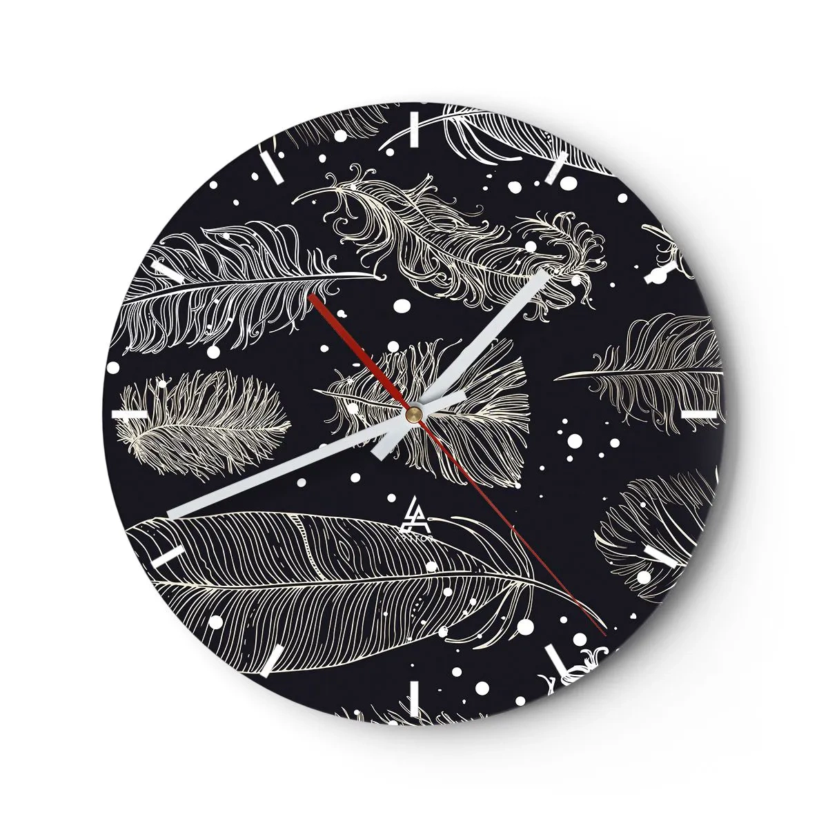 Horloge murale - Pendule murale - Toile de plumes - 40x40 cm