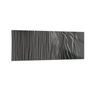 Impression sur verre - Image sur verre - Lignes blanches sur fond gris foncé dans un arrangement abstrait - 140x50cm - Rythme et accent - Décoration murale moderne pour le salon et la chambre ARTTOR