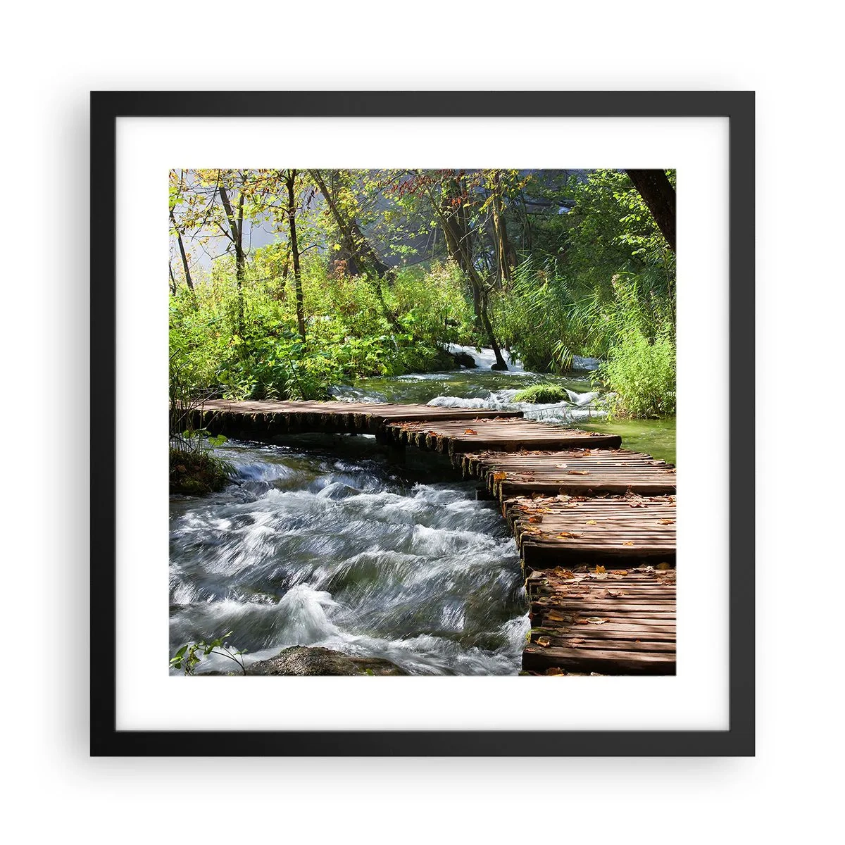 Affiche dans un cadre noir - Poster - Au-dessus de la cascade mousseuse - 40x40 cm