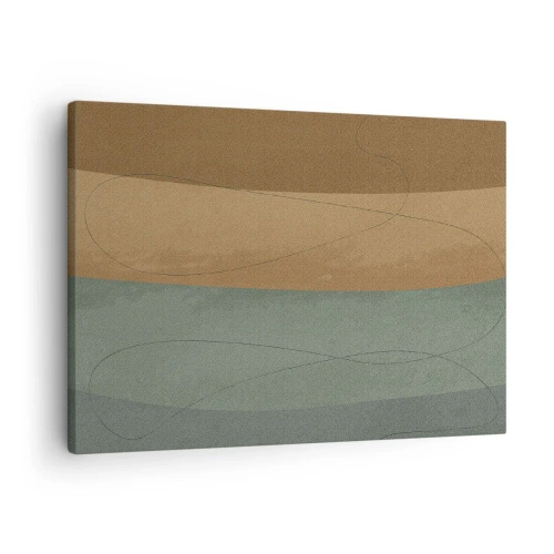 Impression sur toile - Image sur toile - Composition abstraite dans des tons de terre naturels - 70x50cm - Composition horizontale - Décoration murale moderne pour le salon et la chambre ARTTOR