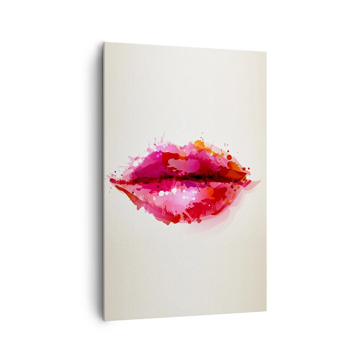 Impression sur toile - Image sur toile - Motif abstrait de lèvres dans des tons de rose et de rouge - 80x120cm - Une nuance de rouge rougeâtre - Décoration murale moderne pour le salon et la chambre ARTTOR
