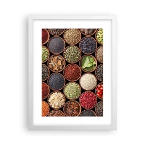 Affiche dans un cadre blanc - Poster - Toutes les saveurs du monde - 30x40 cm