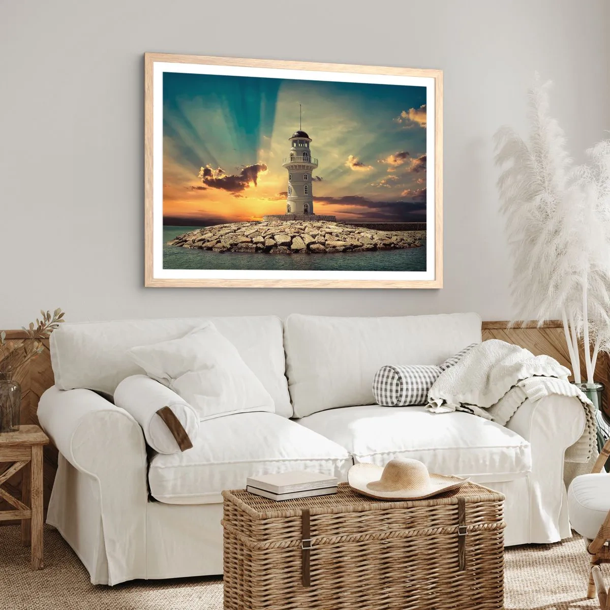 Affiche dans un chêne clair - Poster - Lumière - Bonté - Beauté - 50x40 cm