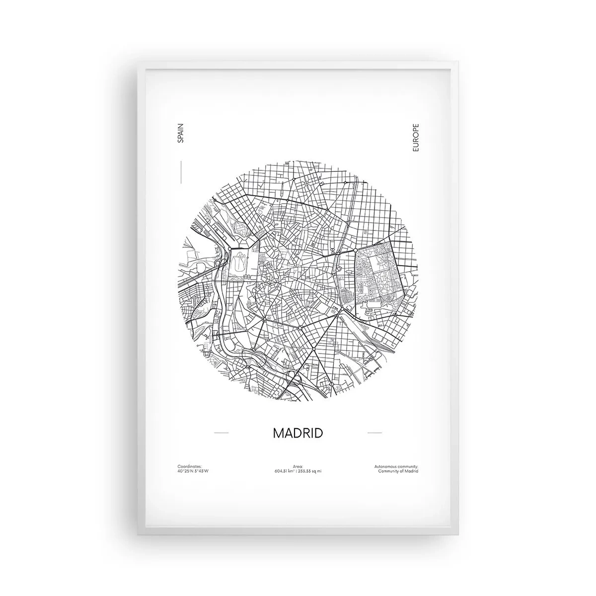 Affiche dans un cadre blanc - Poster - Anatomie de Madrid - 61x91 cm