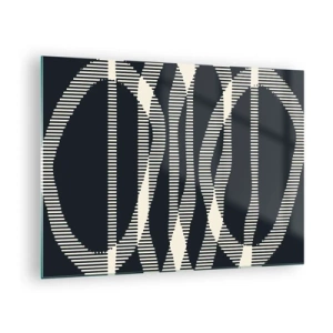 Impression sur verre - Image sur verre - Lignes géométriques dans les tons de noir et de beige - 70x50cm - Une tentative de briser l'obscurité - Décoration murale moderne pour le salon et la chambre ARTTOR
