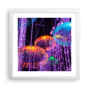 Affiche dans un cadre blanc - Poster - Fontaine lumineuse - 40x40 cm