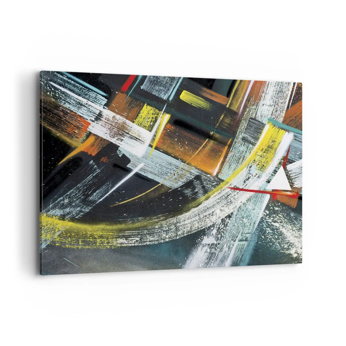 Impression sur toile - Image sur toile - Coups de pinceau abstraits et colorés - 100x70cm - L'énergie du mouvement - Décoration murale moderne pour le salon et la chambre ARTTOR