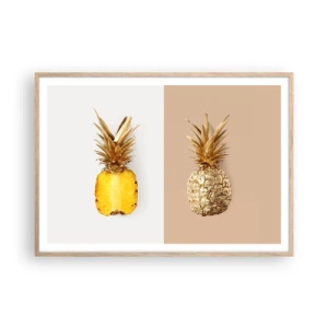 Affiche dans un chêne clair - Poster - Ananas pour nous - 100x70 cm