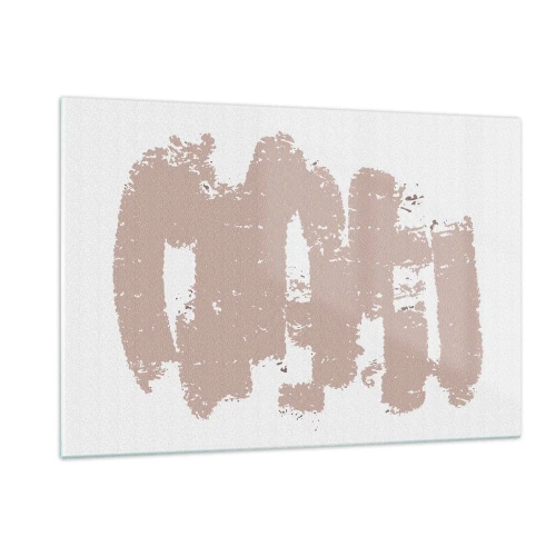 Impression sur verre - Image sur verre - Coups de peinture roses sur fond blanc - 120x80cm - Abstraction en rose tendre - Décoration murale moderne pour le salon et la chambre ARTTOR