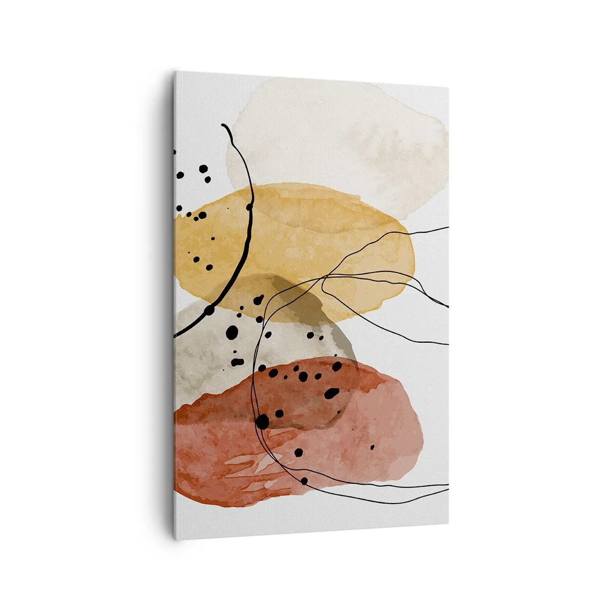 Impression sur toile - Image sur toile - Taches abstraites dans les tons beige, jaune et rouge - 80x120cm - Léger et transparent comme l'air - Décoration murale moderne pour le salon et la chambre ARTTOR