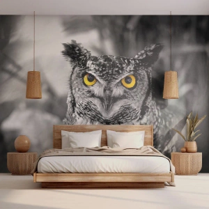 Papier Peint Autocollant Deluxe Sticker - Rien ne se cachera - Des oiseaux, Hibou, Nature - 100x70 cm