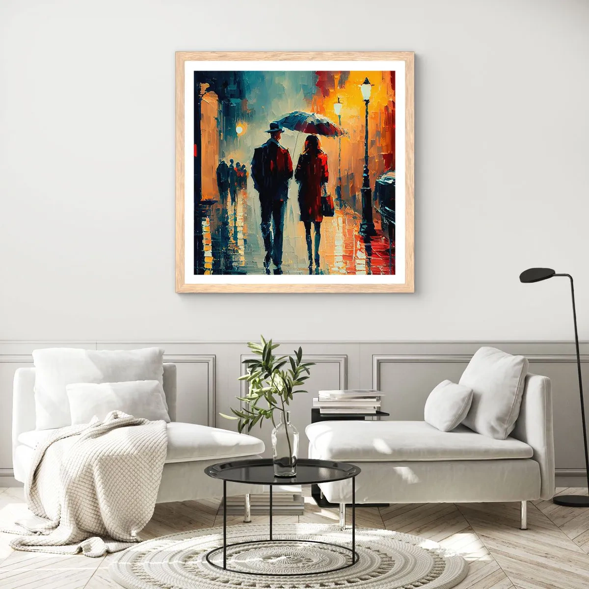 Affiche dans un chêne clair - Poster - Histoire d'amour urbaine - 30x30 cm