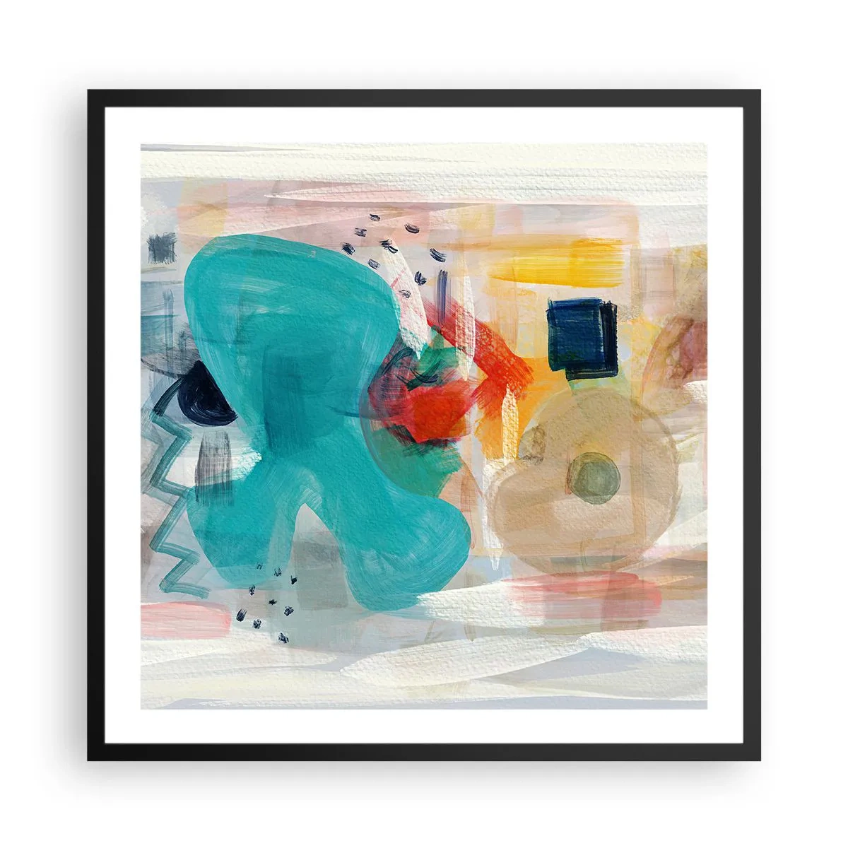 Affiche dans un cadre noir - Poster - Jeu de couleurs - 60x60 cm