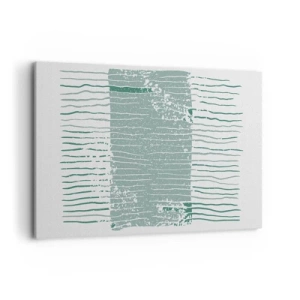 Impression sur toile - Image sur toile - Motif géométrique dans les tons vert mer et blanc - 120x80cm - Abstraction de la mer - Décoration murale moderne pour le salon et la chambre ARTTOR