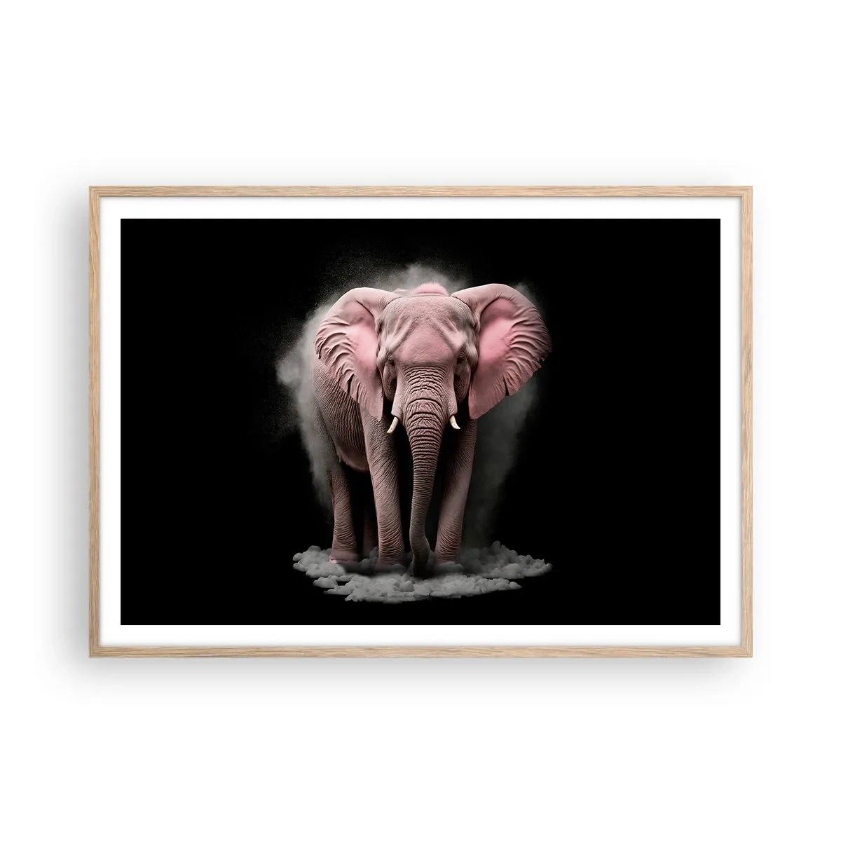 Affiche dans un chêne clair - Poster - Ne pensez pas à un éléphant rose ! - 100x70 cm