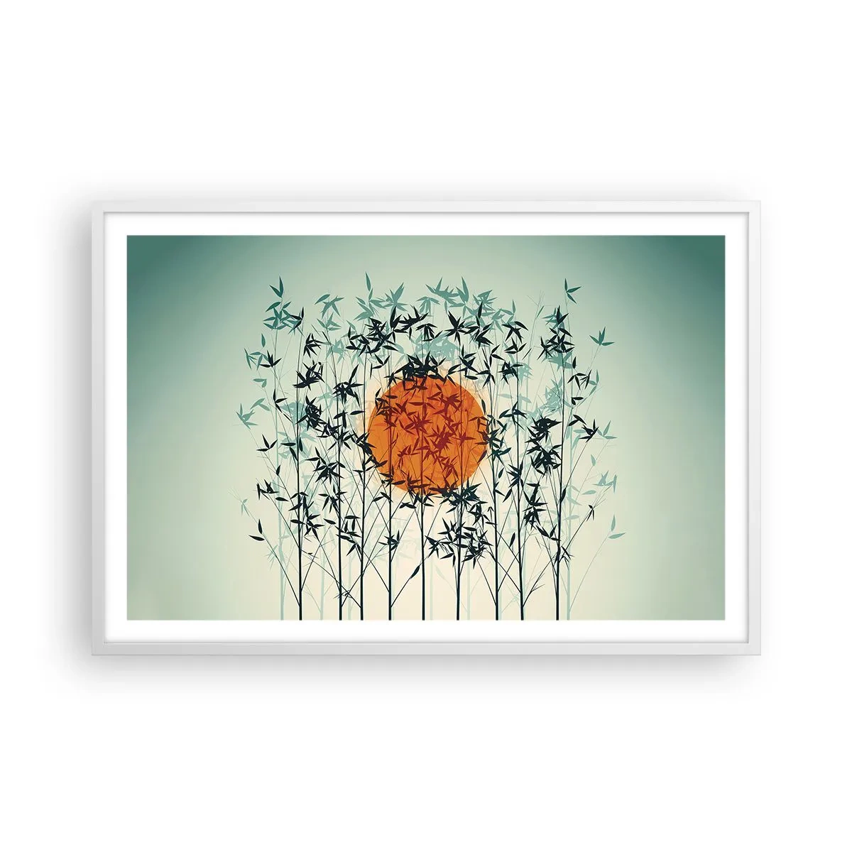 Affiche dans un cadre blanc - Poster - Soleil japonnais - 91x61 cm
