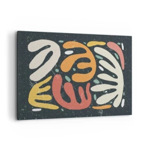 Impression sur toile - Image sur toile - Formes abstraites aux couleurs chaudes sur fond sombre - 100x70cm - Composition – Je suis sur le point de t'attraper - Décoration murale moderne pour le salon et la chambre ARTTOR