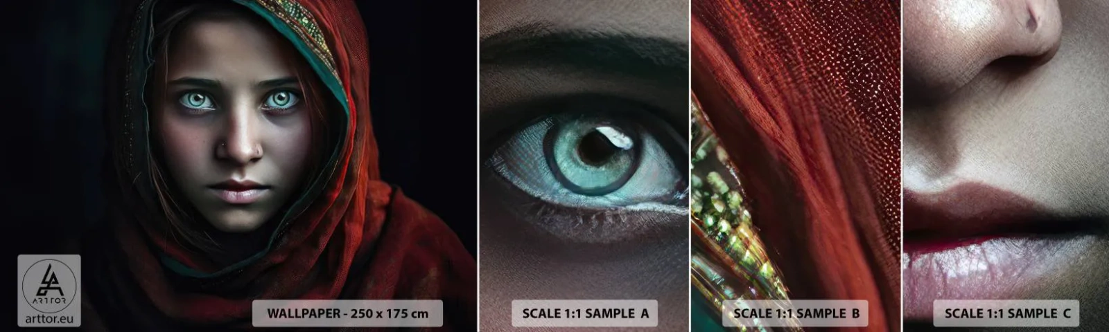 Échantillon de Papier Peint Autocollant Deluxe Sticker - Princesse orientale - Fille, Portrait, Pakistan - 100x30 cm