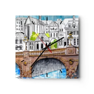 Horloge murale - Pendule murale - Une ville comme peinte - 40x40 cm