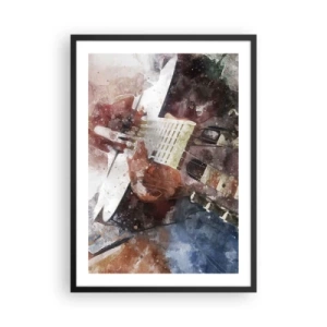 Affiche dans un cadre noir - Poster - Représentation artistique d'une guitare dans un style aquarelle - 50x70cm - Et qu'en pensez-vous ? - Décoration murale moderne pour le salon et la chambre ARTTOR