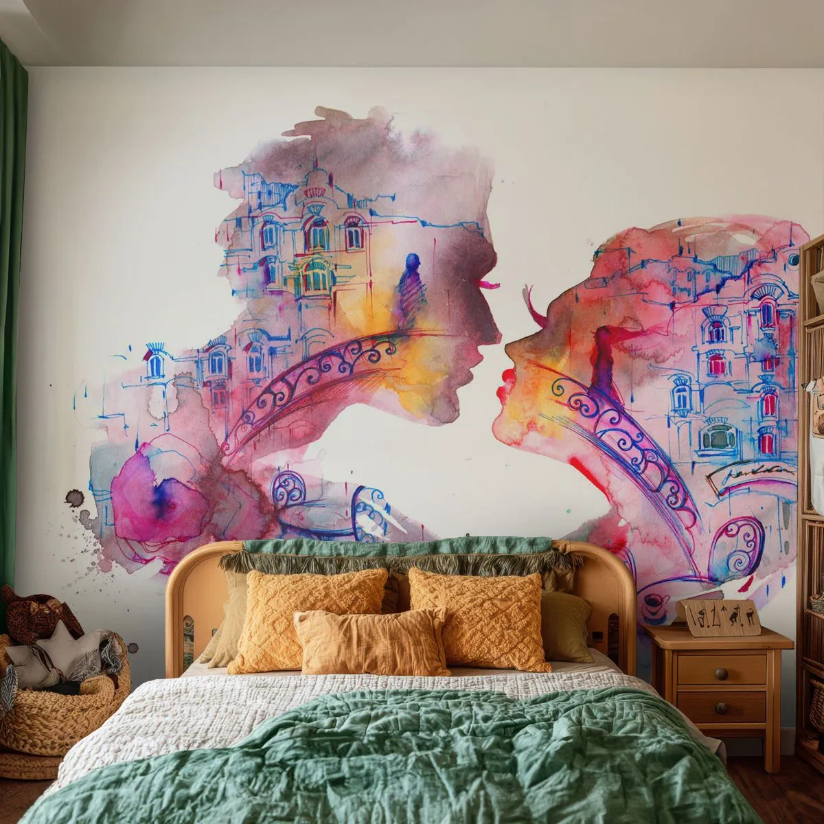 Papier Peint Autocollant Deluxe Sticker - Le pont secret des soupirs - Abstraction, Couple amoureux, Architecture - 500x350 cm