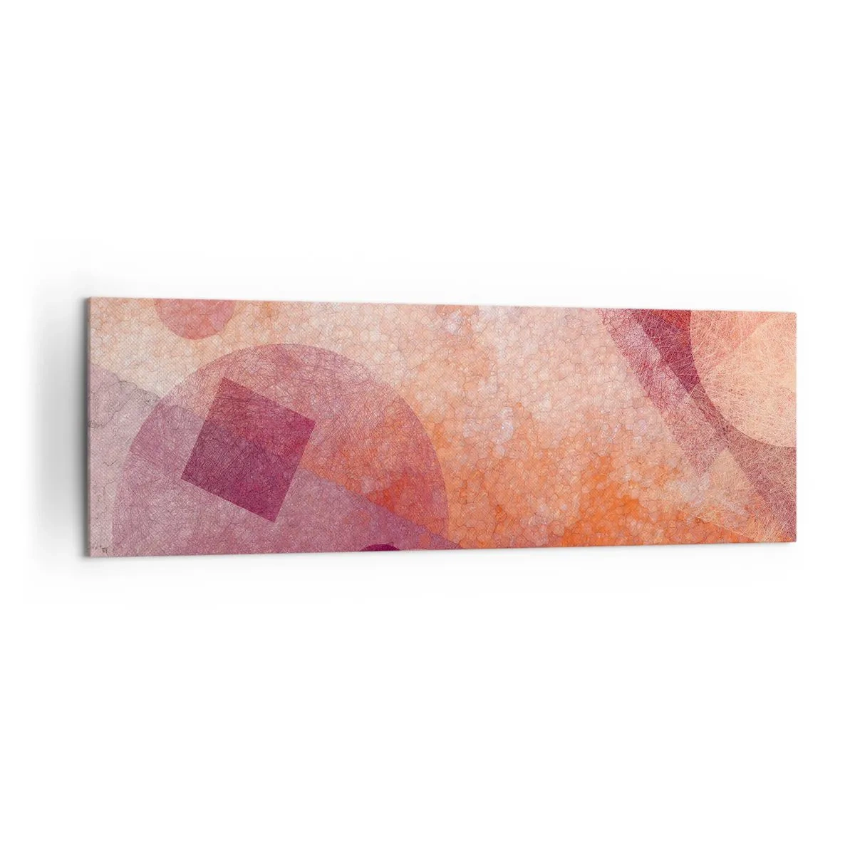 Impression sur toile - Image sur toile - Formes géométriques abstraites dans des tons pastel de rose - 160x50cm - Transformations géométriques en rose - Décoration murale moderne pour le salon et la chambre ARTTOR
