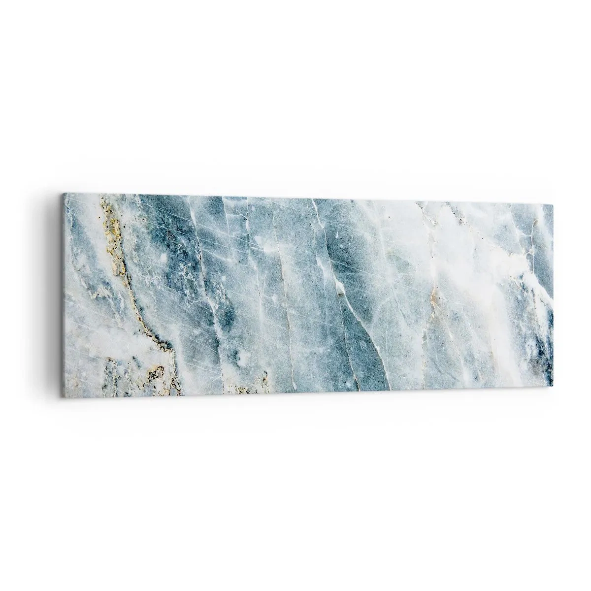 Impression sur toile - Image sur toile - Texture de marbre dans des tons de bleu et de blanc - 140x50cm - Monde de glace - Décoration murale moderne pour le salon et la chambre ARTTOR