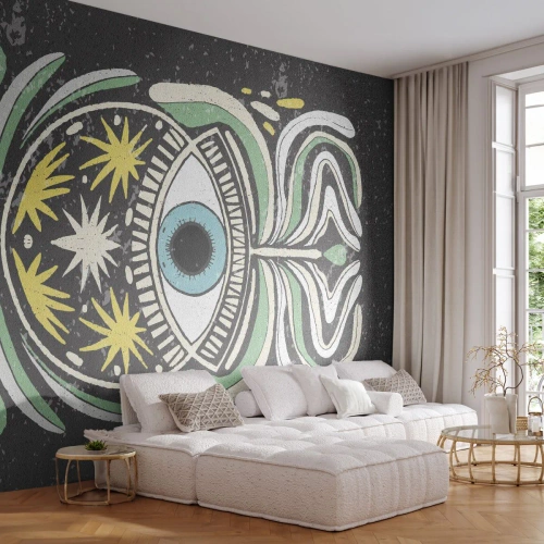 Papier Peint Photo Premium Canvas - Rituels tribaux - Bohème, Œil, Pastel - 350x256 cm