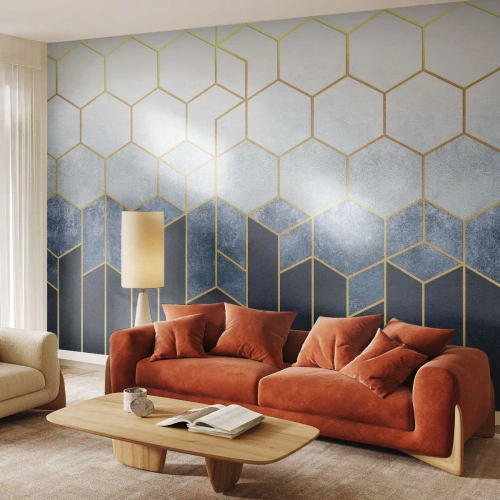 Papier Peint Autocollant Deluxe Sticker - Composition en rythme syncopé - Abstraction, Morceau, Hexagone - 300x210 cm