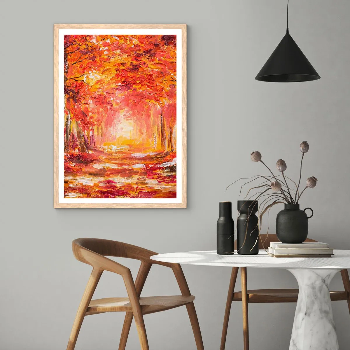Affiche dans un chêne clair - Poster - Forêt de cuivre - 70x100 cm
