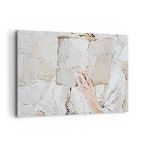 Impression sur toile - Image sur toile - Une peinture impressionniste d'une main tenant un livre ouvert. - 120x80cm - Dans un autre monde - Décoration murale moderne pour le salon et la chambre ARTTOR