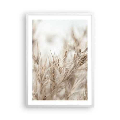 Affiche dans un cadre blanc - Poster - Prairie et vent - 50x70 cm