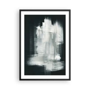Affiche dans un cadre noir - Poster - Composition abstraite en blanc sur fond sombre - 50x70cm - Tissé à la verticale et à l'horizontale - Décoration murale moderne pour le salon et la chambre ARTTOR